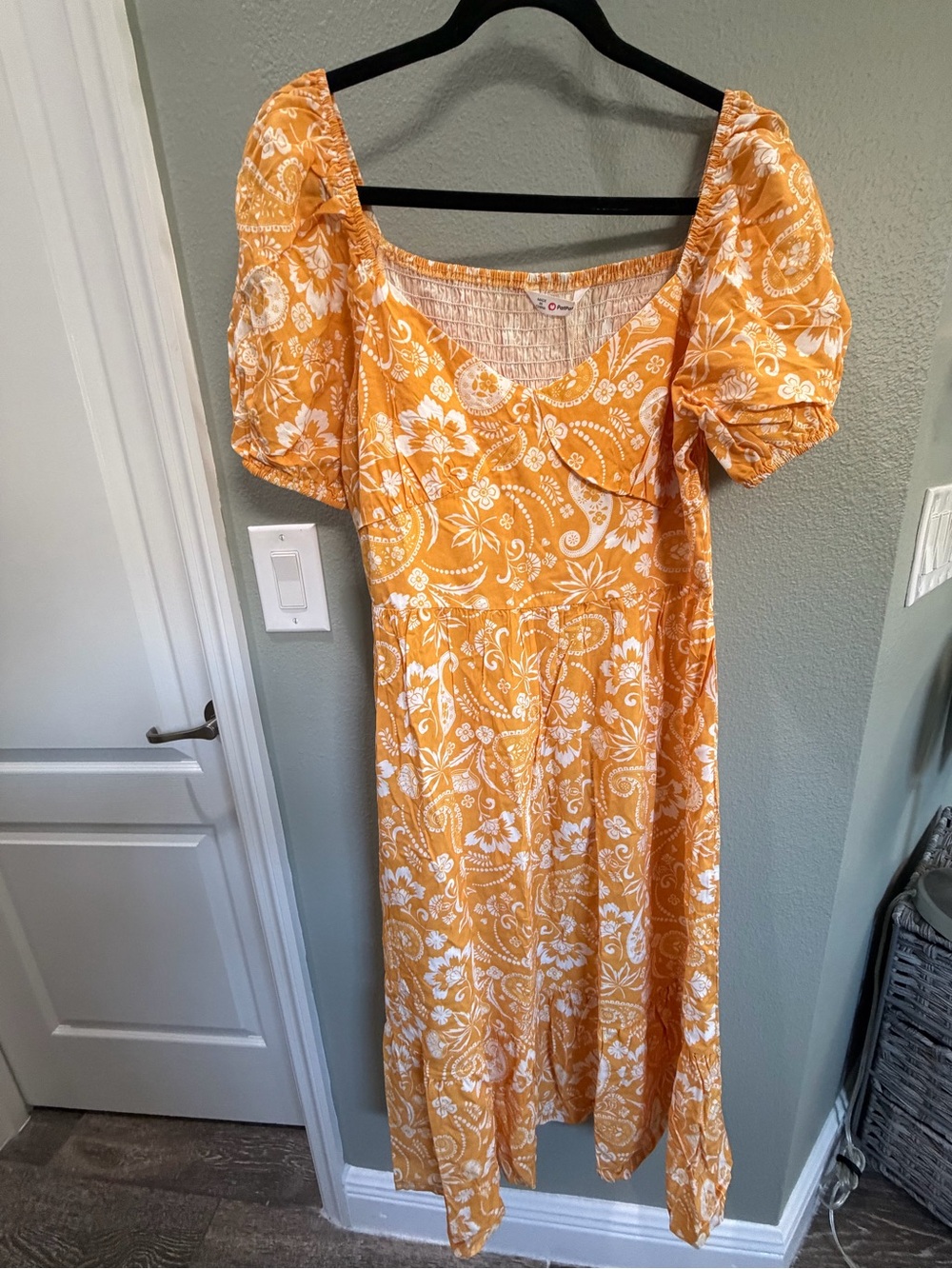 NWT PatPat Orange Floral Puff-Sleeve Midi Dress